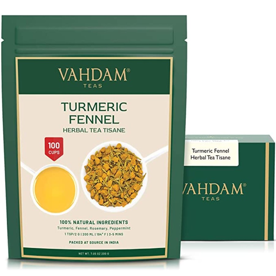 Teas VAHDAM Herbal Tea | Turmeric Fennel Herbal Tea Tisane, 7.06 Oz