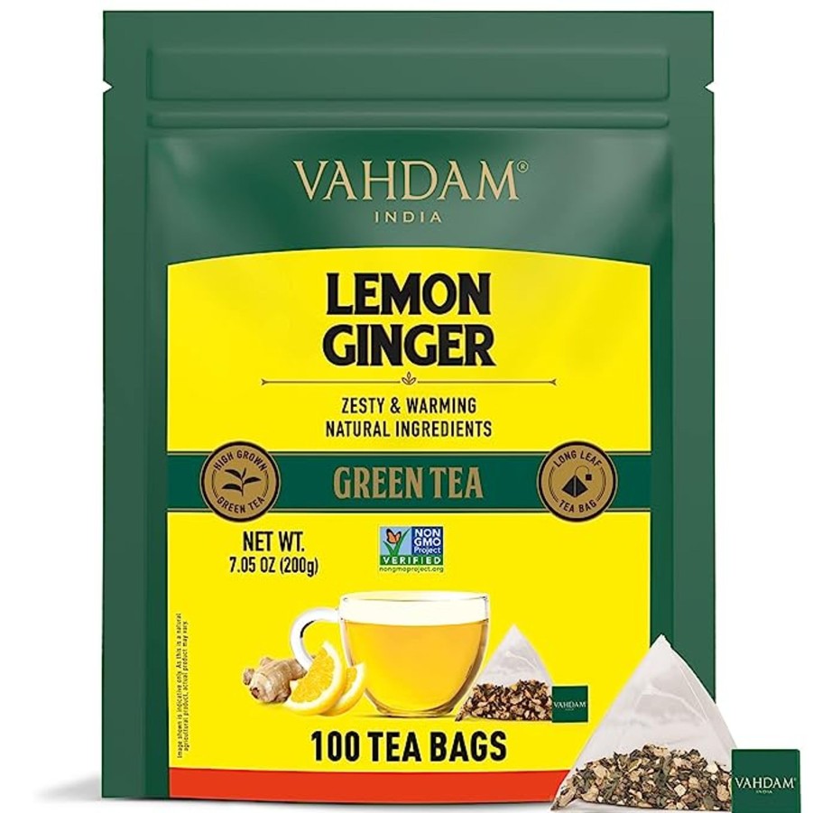 Teas VAHDAM Green Tea | Lemon Ginger Green Tea, 100 Count