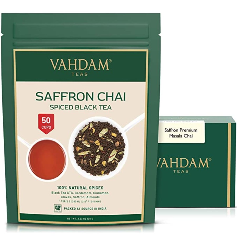 Teas VAHDAM Chai Tea | Saffron Premium Masala Chai Tea, 3.53 Oz