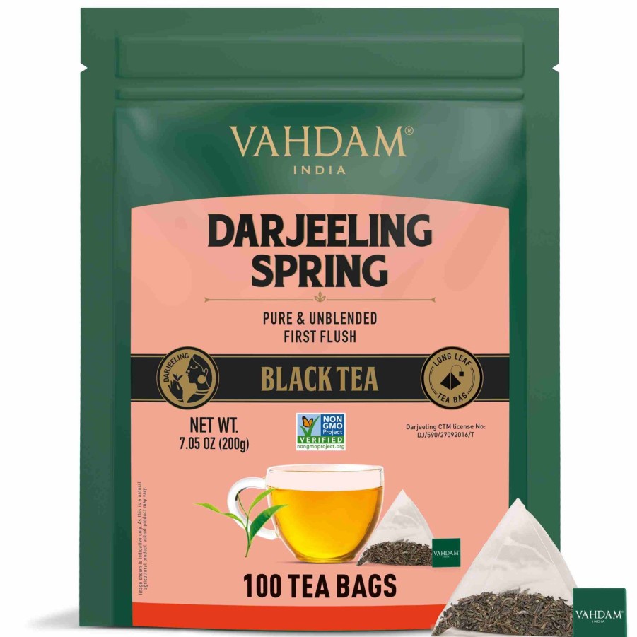 Teas VAHDAM Black Tea | Darjeeling First Flush Black Tea, 100 Count