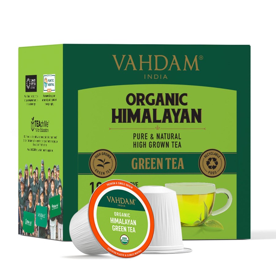 Teas VAHDAM Instant K-Cups | Organic Himalayan Green Tea: Single Serve Tea Pods