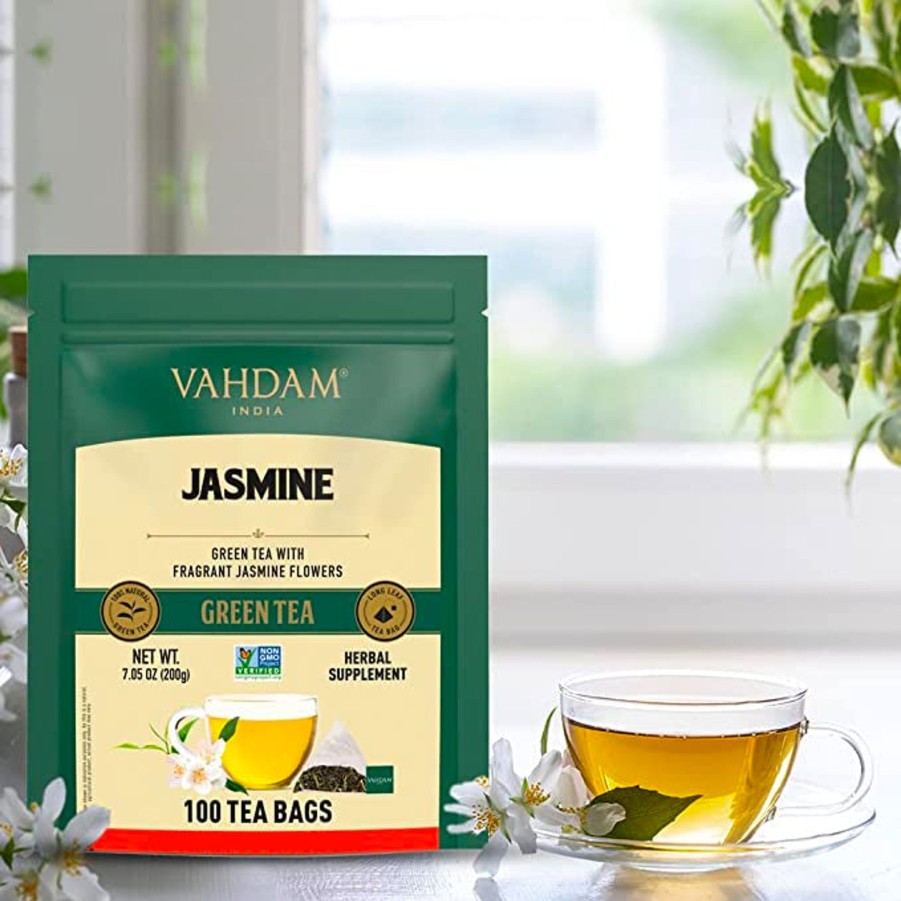 Teas VAHDAM Green Tea | Jasmine Green Tea, 100 Count