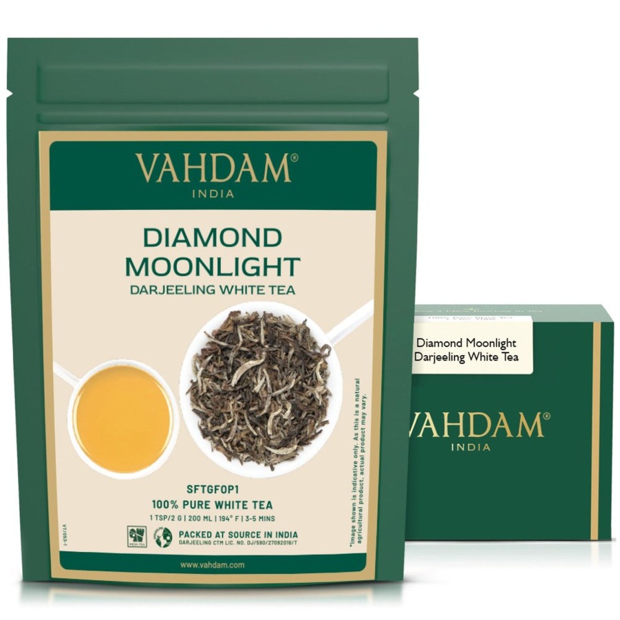 Teas VAHDAM White Tea | Diamond Moonlight Darjeeling White Tea, 1.76 Oz