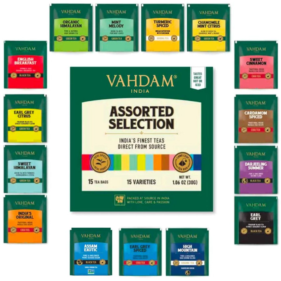 Teas VAHDAM Samplers | Green Tea Assortment Valentine'S Day Gift, 15 Variants