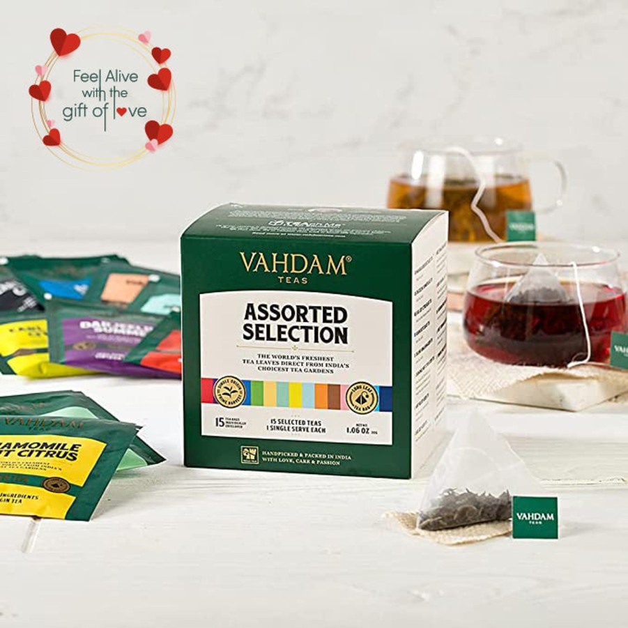 Teas VAHDAM Samplers | Green Tea Assortment Valentine'S Day Gift, 15 Variants