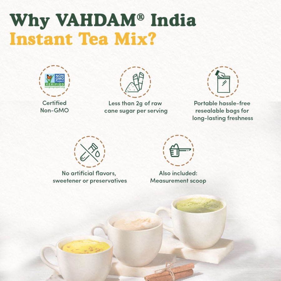 Teas VAHDAM Chai Latte | Turmeric Ginger Chai Latte, Instant Mix, 5.64 Oz