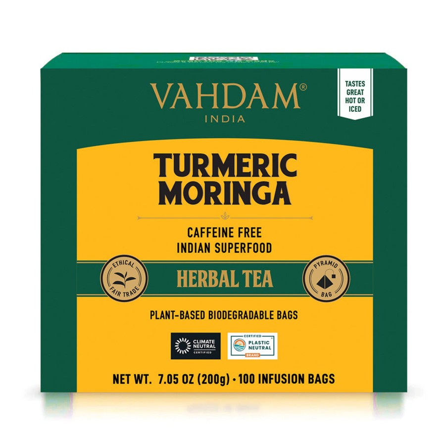 Teas VAHDAM Herbal Tea | Turmeric Moringa Herbal Tea Tisane, 100 Count