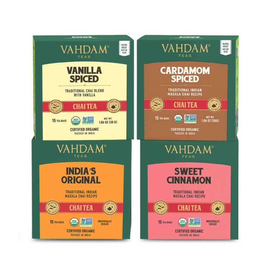 Teas VAHDAM Chai Tea | Assorted Chai Tea Kit | 4 Variants, 60 Tea Bags