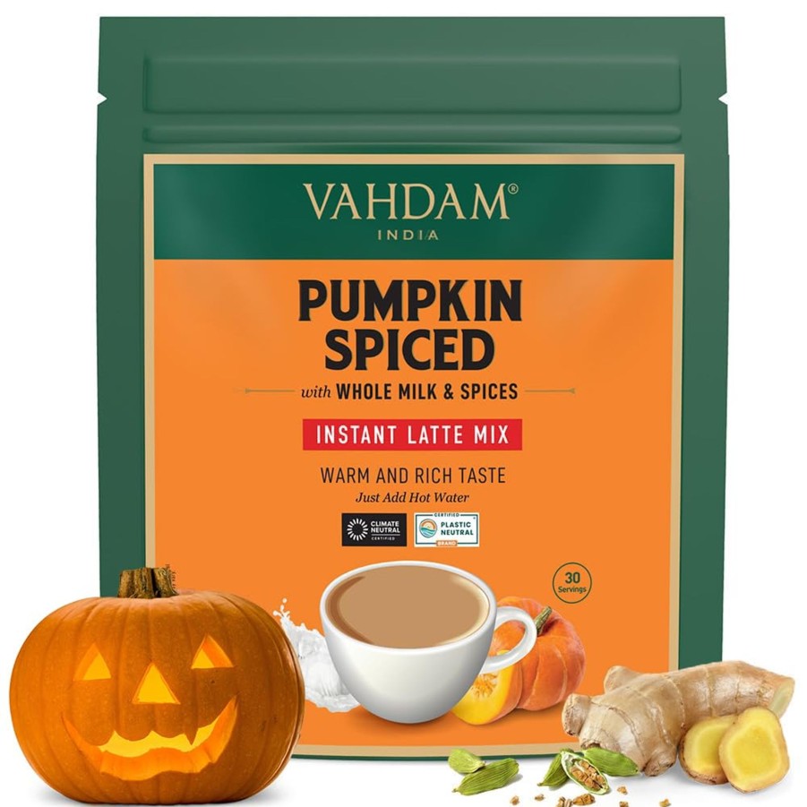 Teas VAHDAM Chai Latte | Pumpkin Spiced Chai Latte, Instant Mix, 8.40 Oz