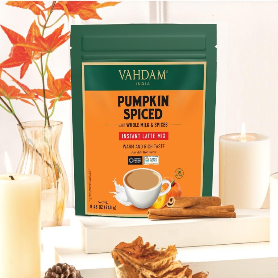 Teas VAHDAM Chai Latte | Pumpkin Spiced Chai Latte, Instant Mix, 8.40 Oz