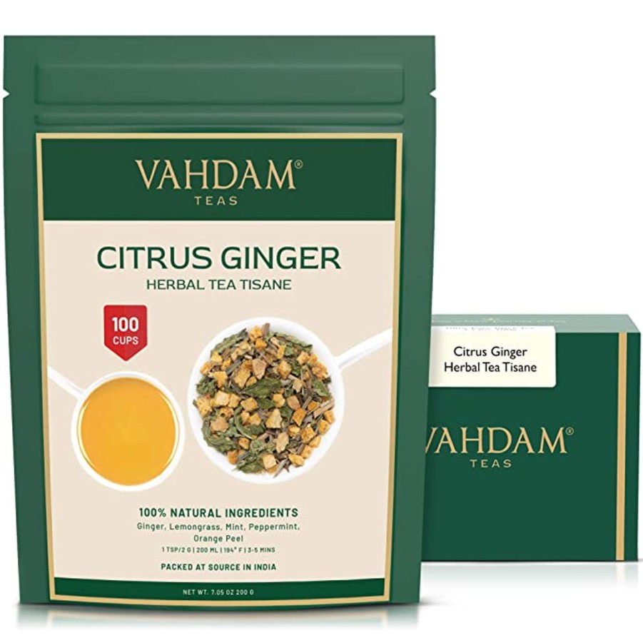 Teas VAHDAM Herbal Tea | Citrus Ginger Herbal Tea Tisane, 7.06 Oz