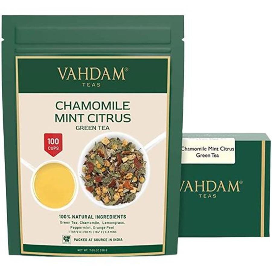 Teas VAHDAM Green Tea | Chamomile Mint Citrus Green Tea, 7.06 Oz