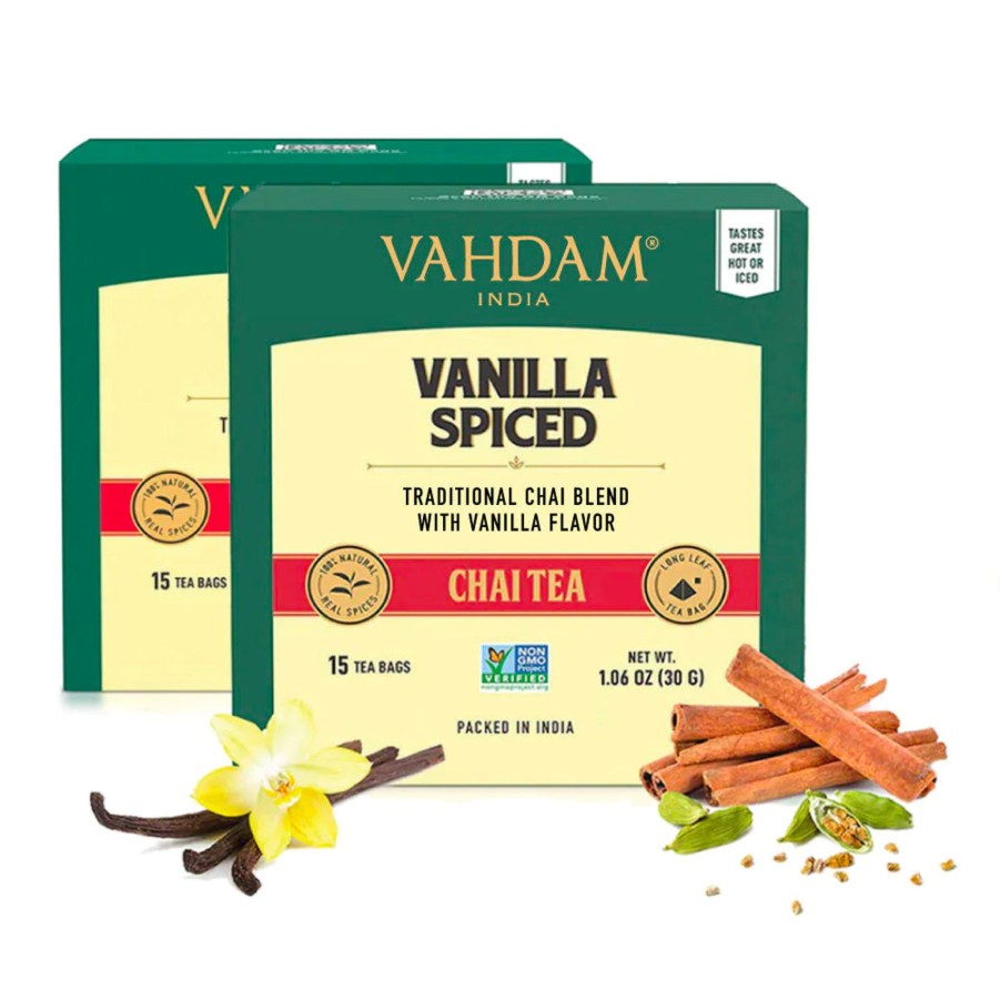 Teas VAHDAM Chai Tea | Vanilla Spiced Masala Chai Tea, 30 Count