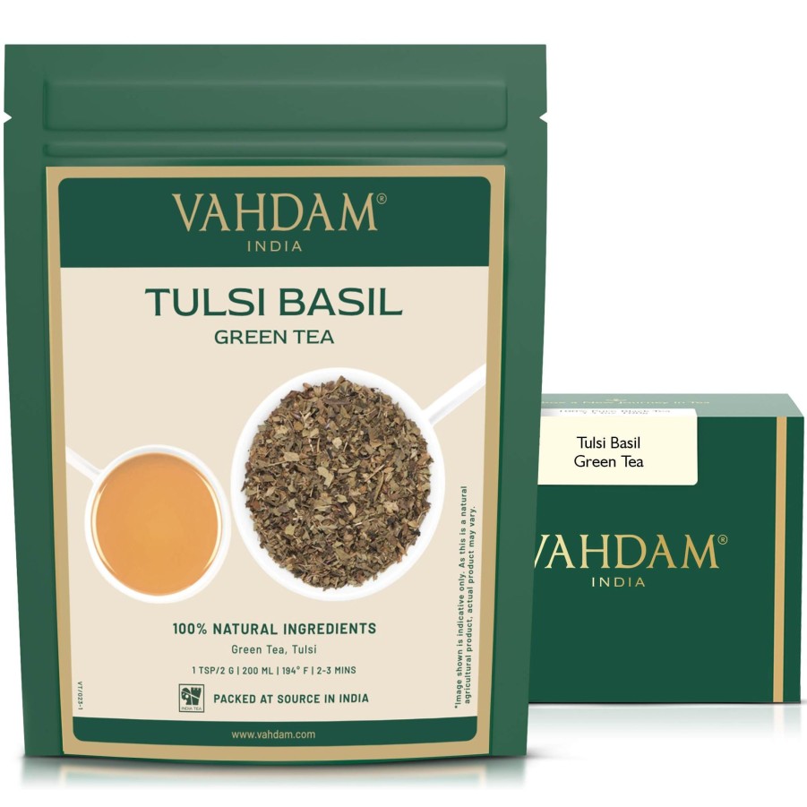 Teas VAHDAM Green Tea | Tulsi Basil Green Tea, 3.53 Oz