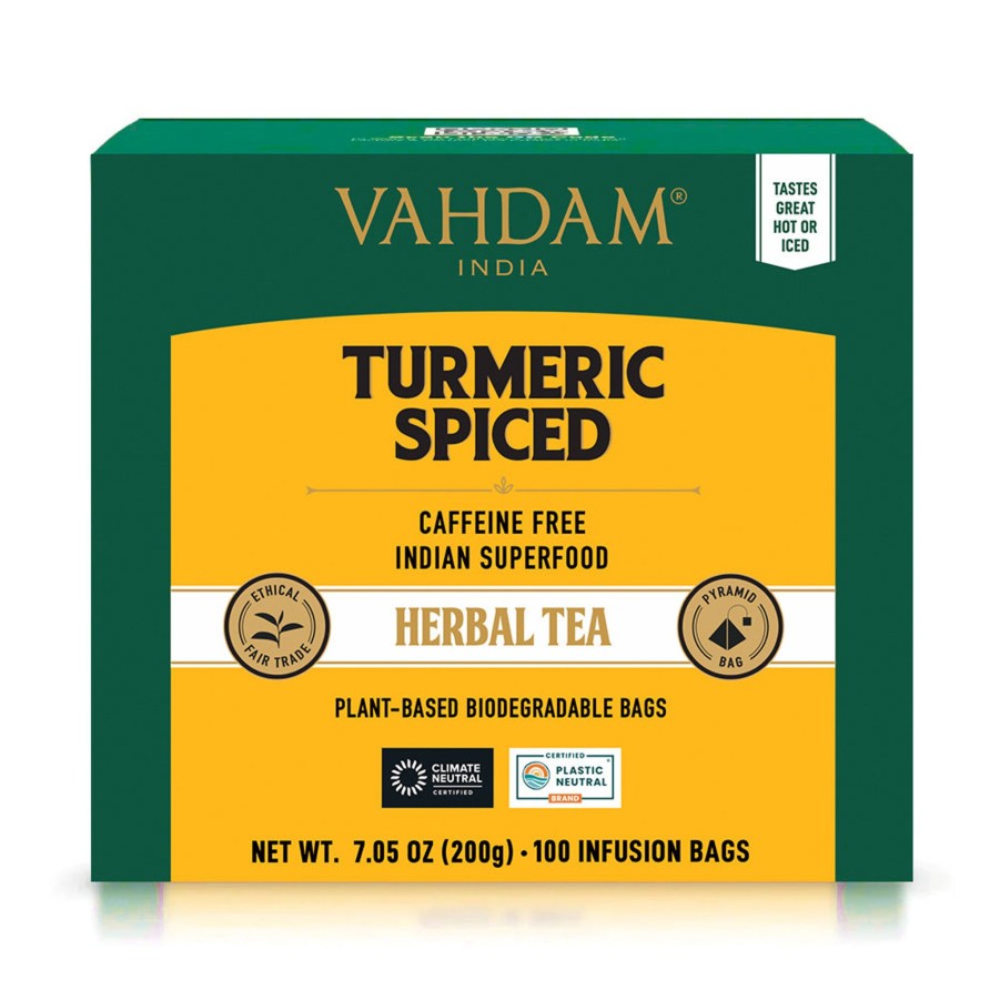 Teas VAHDAM Herbal Tea | Turmeric Spiced Herbal Tea Tisane, 100 Count