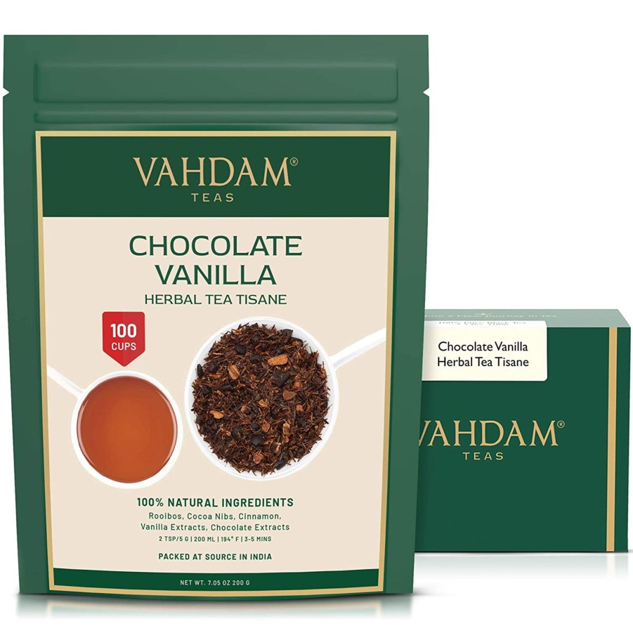 Teas VAHDAM Herbal Tea | Chocolate Vanilla Herbal Tea Tisane, 7.06 Oz