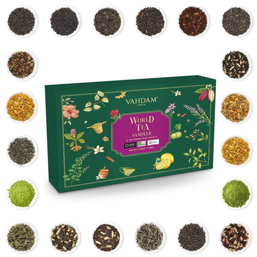 Teas VAHDAM Samplers | World Of Tea Valentine'S Day Gift Sampler, 20 Teas