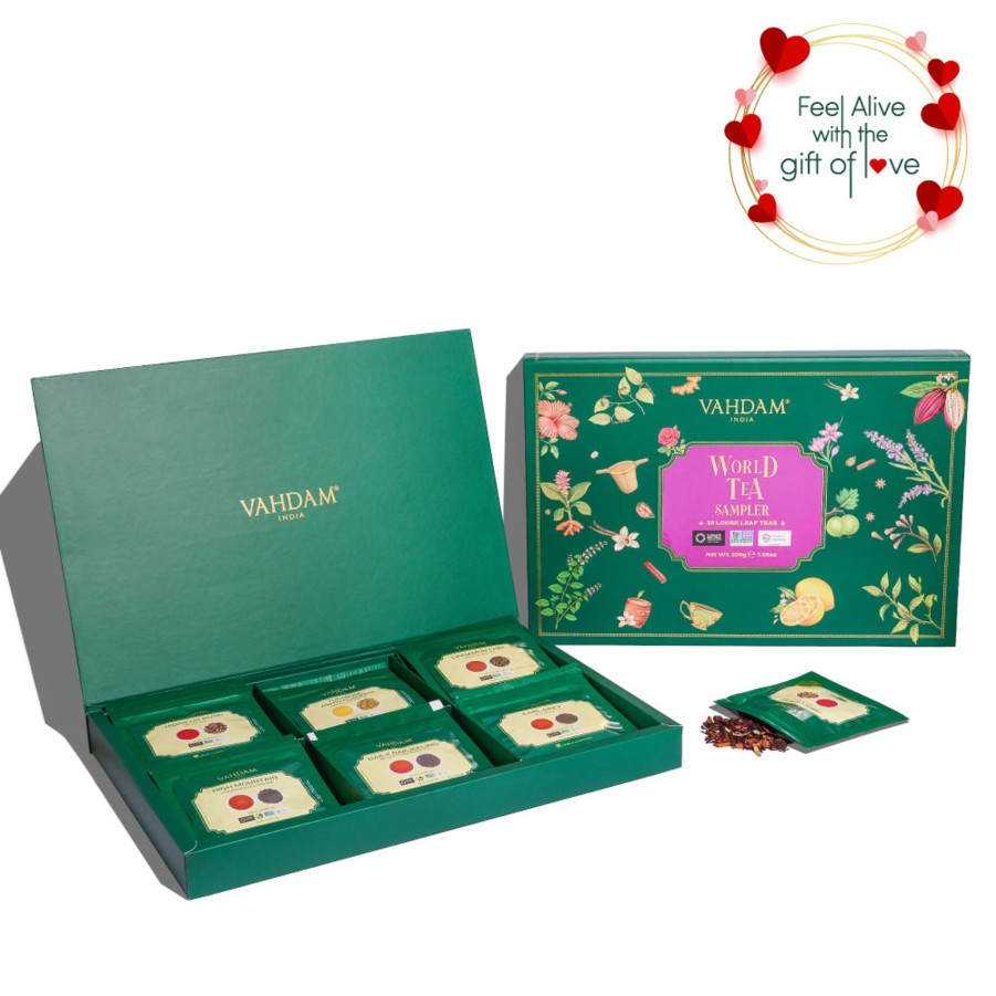 Teas VAHDAM Samplers | World Of Tea Valentine'S Day Gift Sampler, 20 Teas