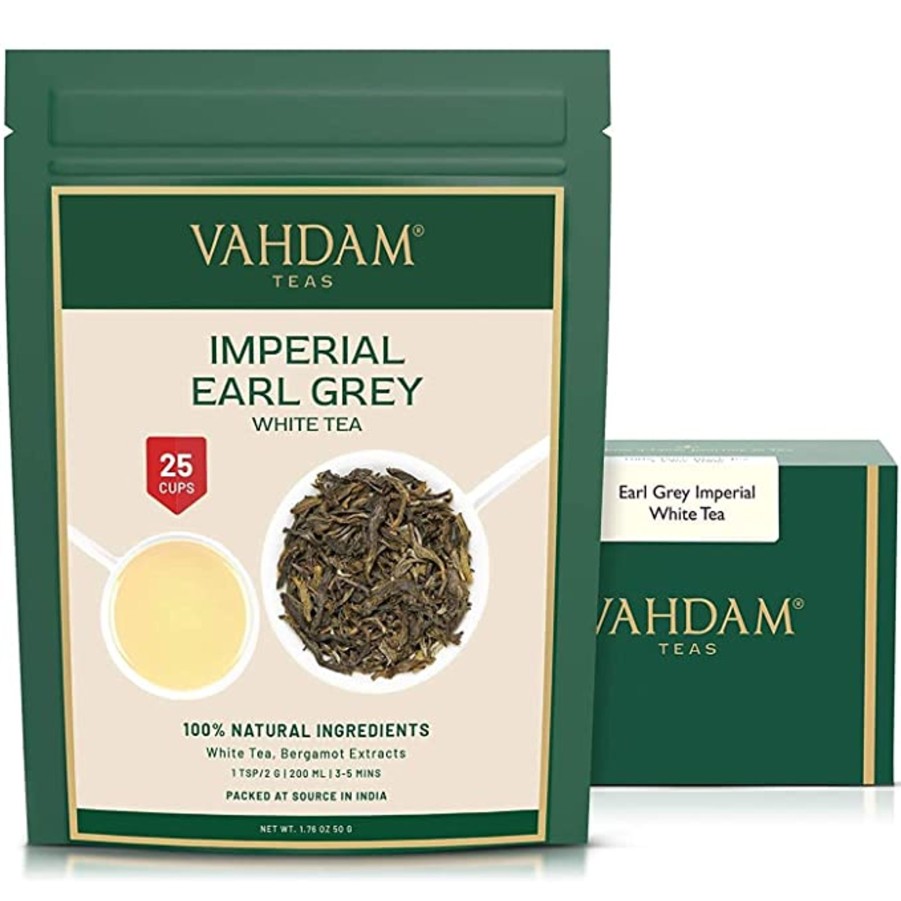 Teas VAHDAM White Tea | Imperial Earl Grey White Tea, 1.76 Oz