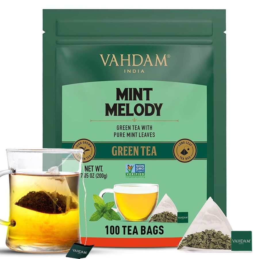 Teas VAHDAM Green Tea | Mint Melody Green Tea, 100 Count