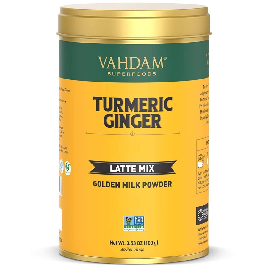 Teas VAHDAM Chai Latte | Turmeric Ginger Latte, Golden Milk Powder, 3.53 Oz