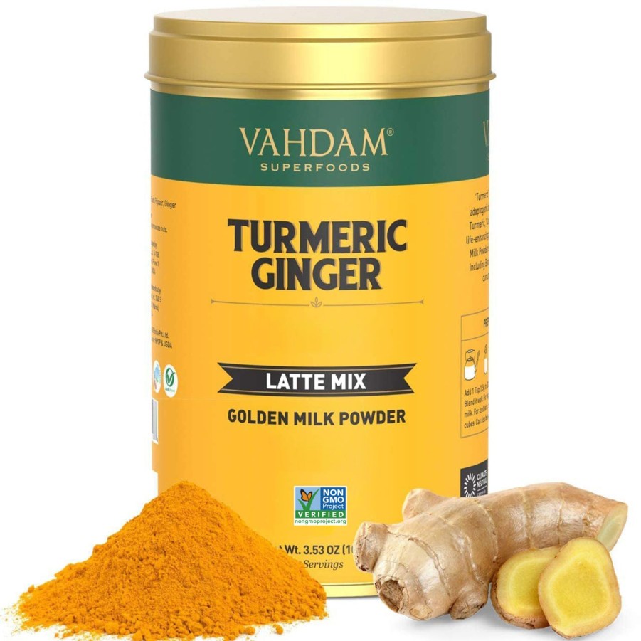 Teas VAHDAM Chai Latte | Turmeric Ginger Latte, Golden Milk Powder, 3.53 Oz