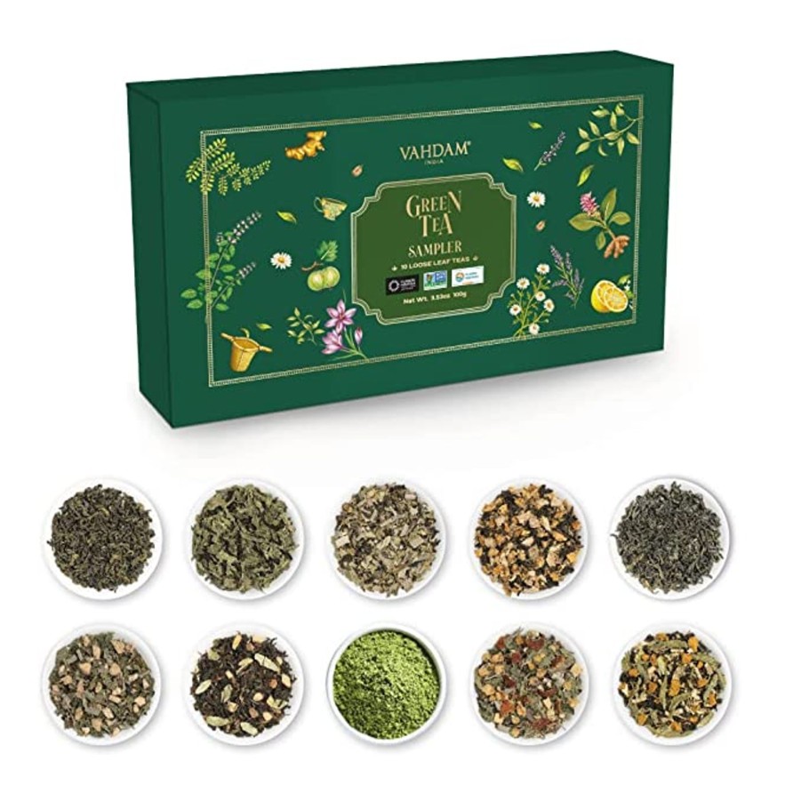 Teas VAHDAM Green Tea | Green Tea Loose Leafvalentine'S Day Sampler, 10 Teas