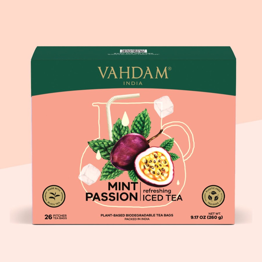 Teas VAHDAM Iced Tea | Mint Passion Iced Tea | 26 Pitcher Tea Bags