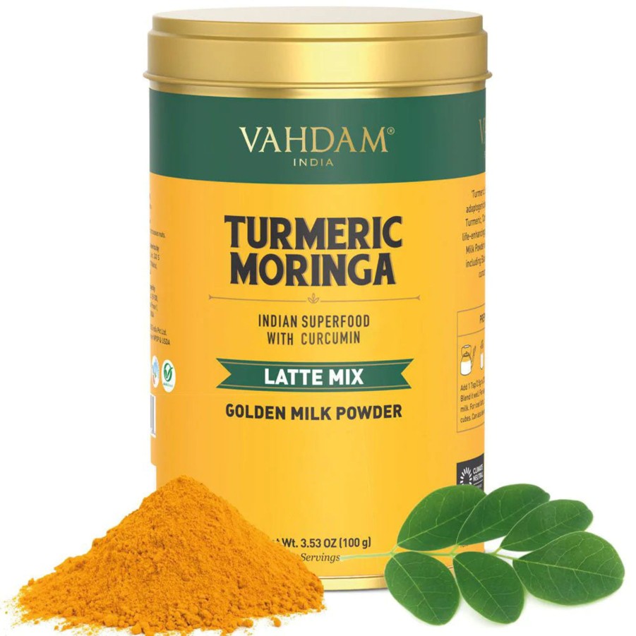 Teas VAHDAM Chai Latte | Turmeric Moringa Latte, Golden Milk Powder, 3.53 Oz