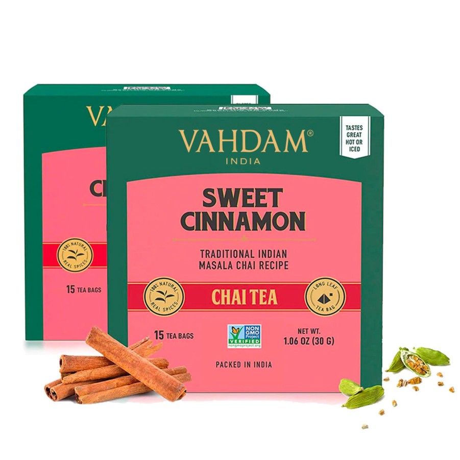 Teas VAHDAM Chai Tea | Sweet Cinnamon Masala Chai Tea, 30 Count