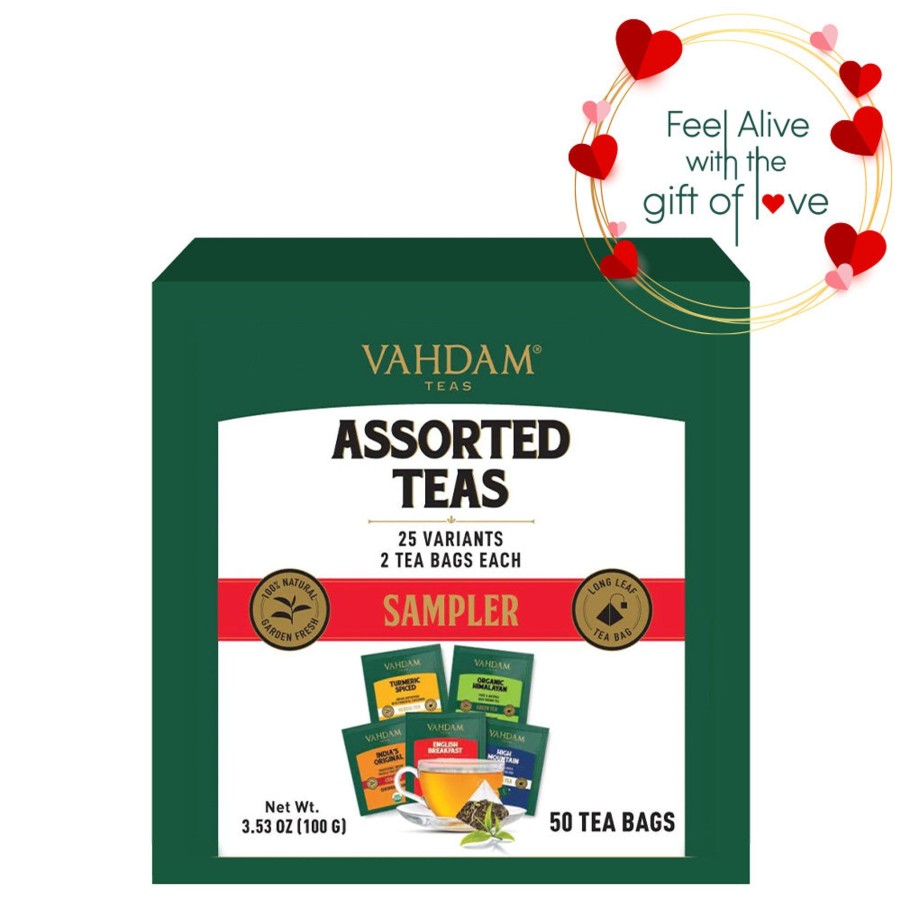 Teas VAHDAM Samplers | Assorted Tea Bags Valentine'S Day Sampler, 25 Variants