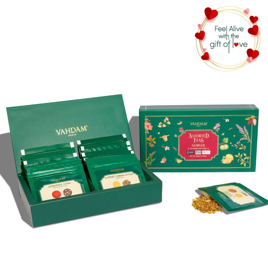 Teas VAHDAM Samplers | Assorted Tea Loose Leaf Valentine'S Day Sampler, 10 Variants