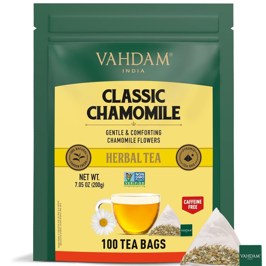 Teas VAHDAM Herbal Tea | Classic Chamomile Herbal Tea Tisane, 100 Count