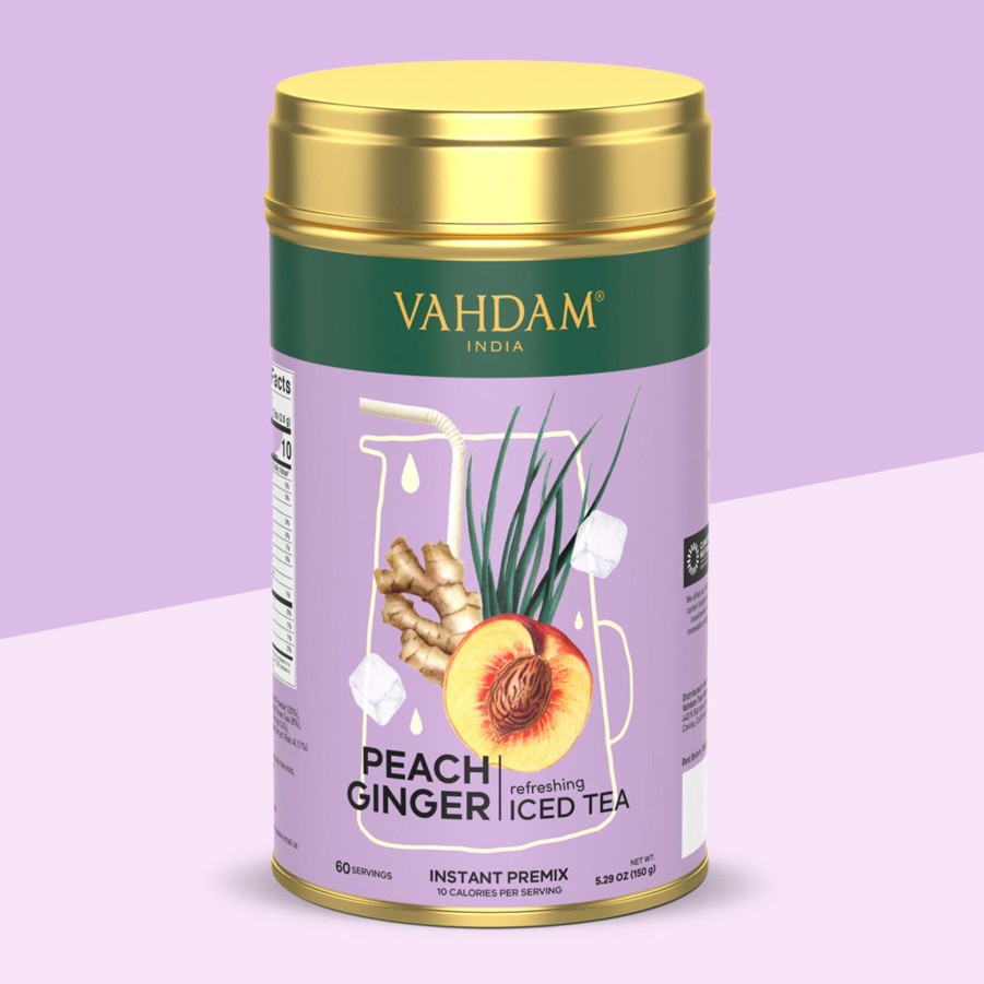 Teas VAHDAM Iced Tea | Peach Ginger Instant Premix Iced Tea