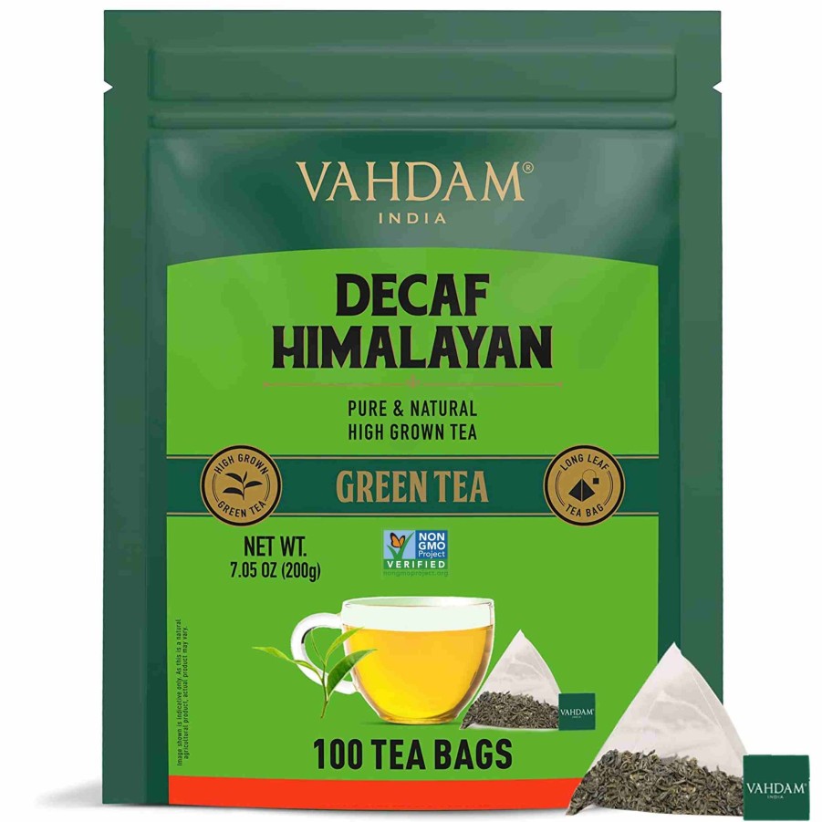 Teas VAHDAM Green Tea | Decaf Himalayan Green Tea, 100 Count